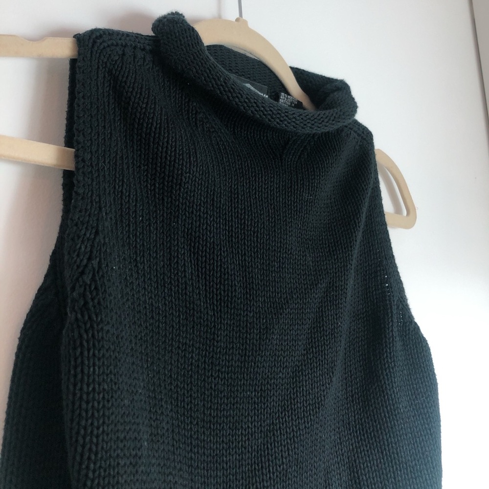 Black knit sleeveless mock neck